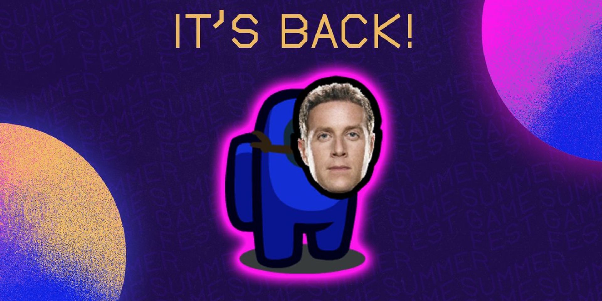 Promo Image of the Geoff Keighly Mask in Among Us.