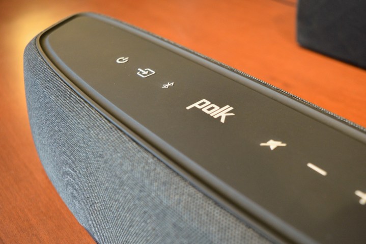 Close-up of the Polk MagniFi Mini AX's top controls.