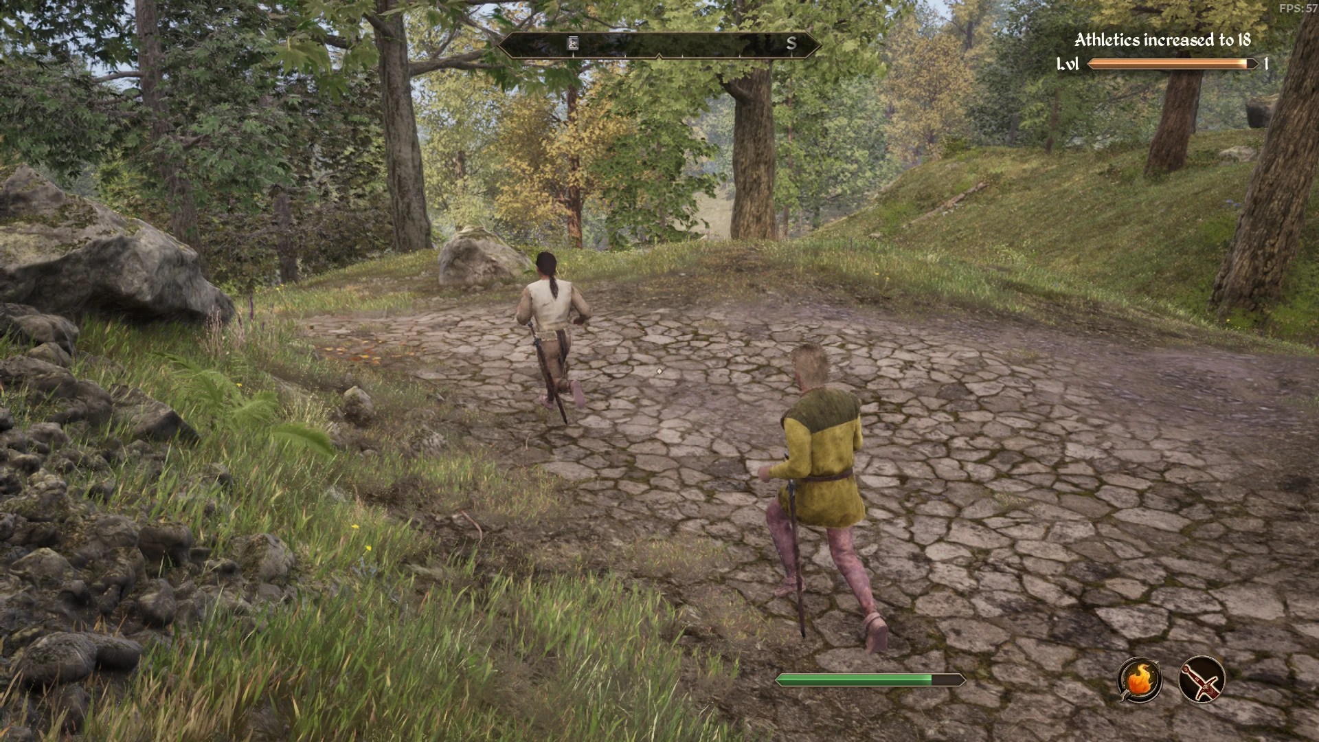 Two NPCs in Oblivion running on a road.