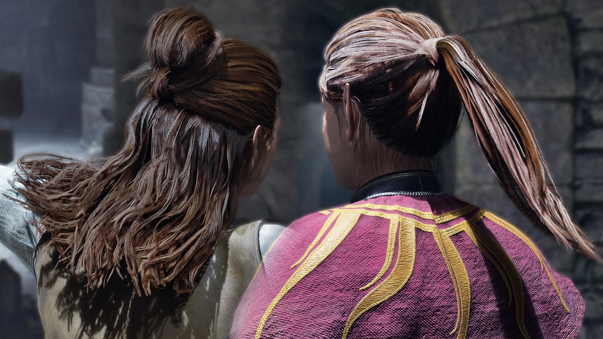Two long hairstyles in Oblivion.