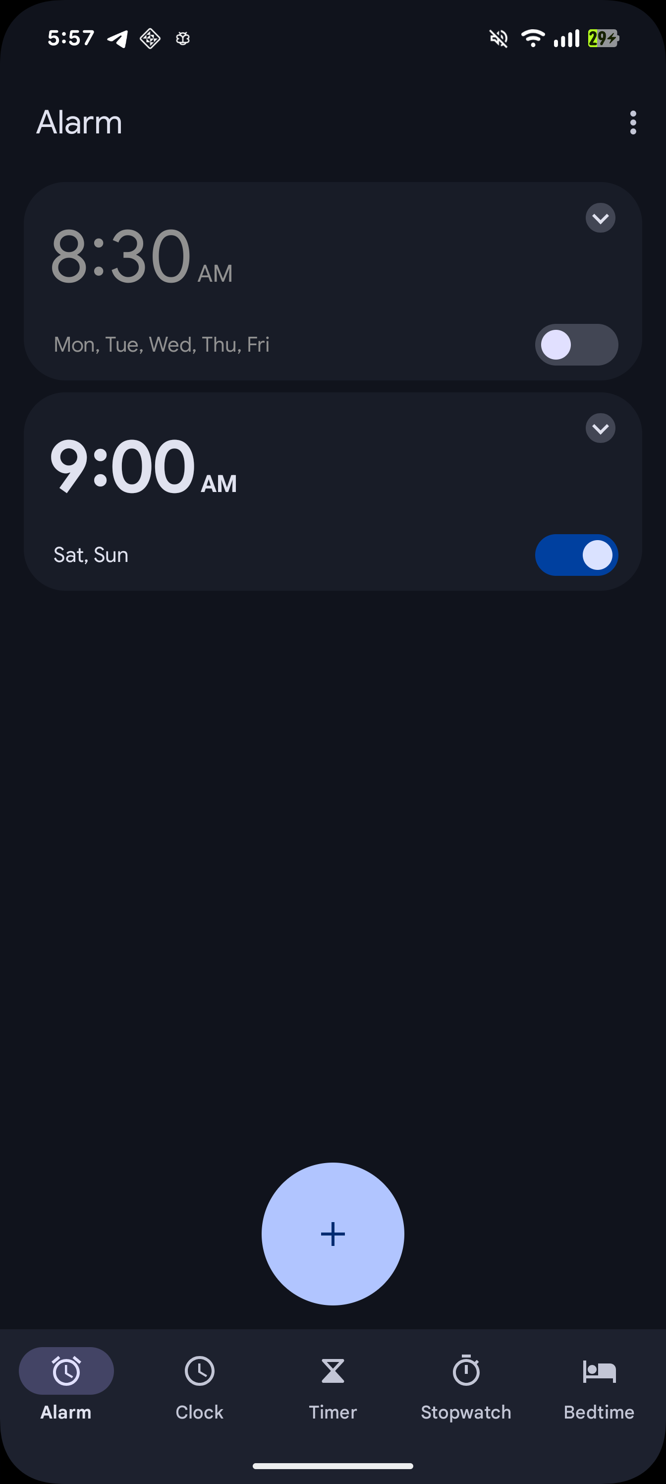 Google Clock Material alarms all