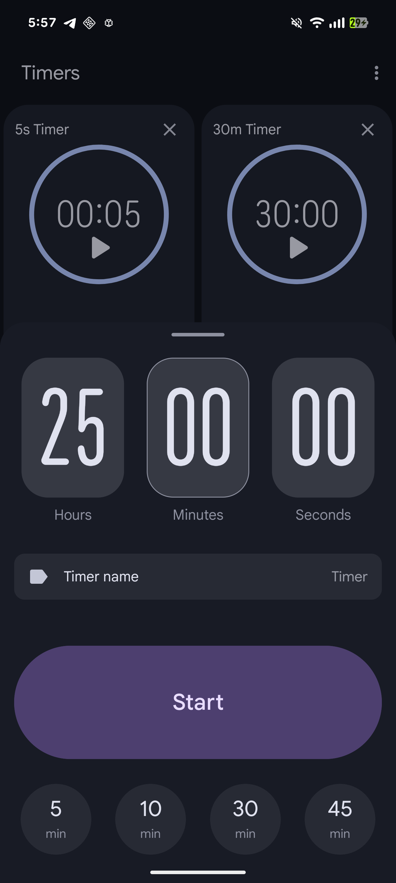 Google Clock Expressive timer add