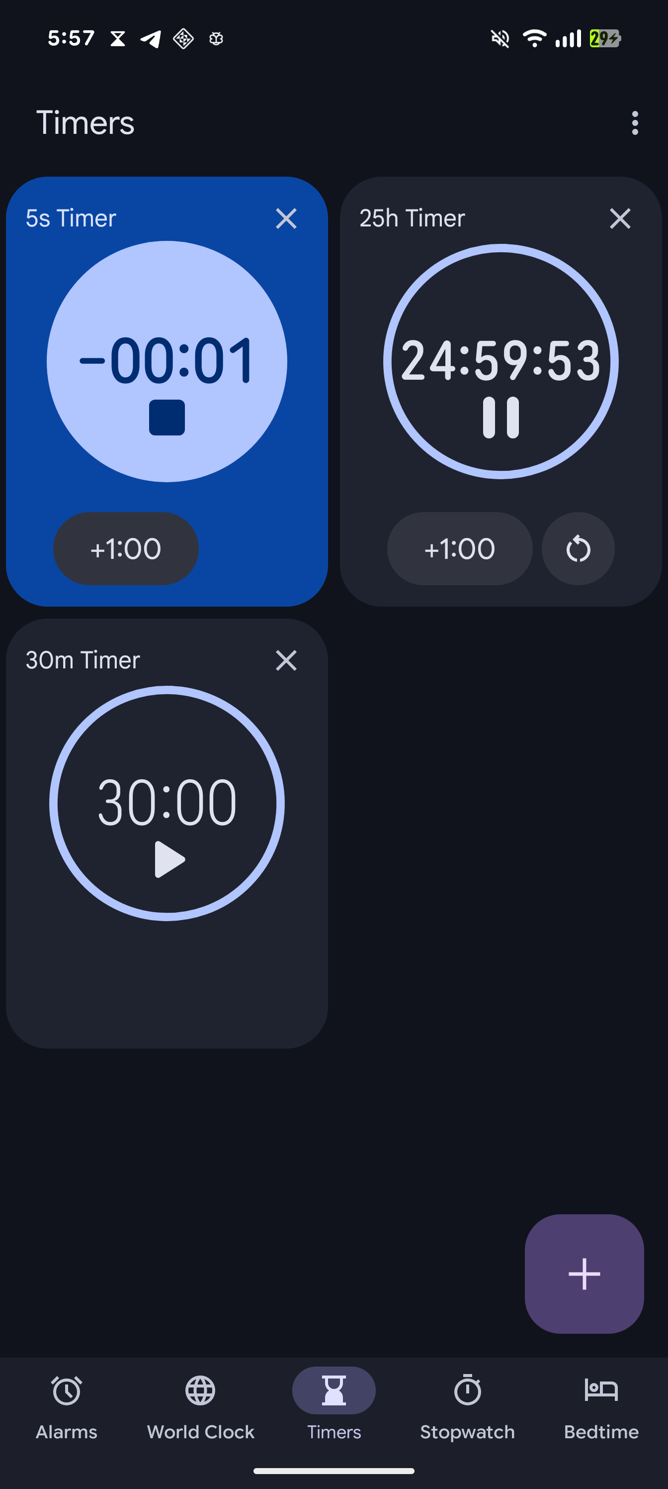 Google Clock Expressive timers tab