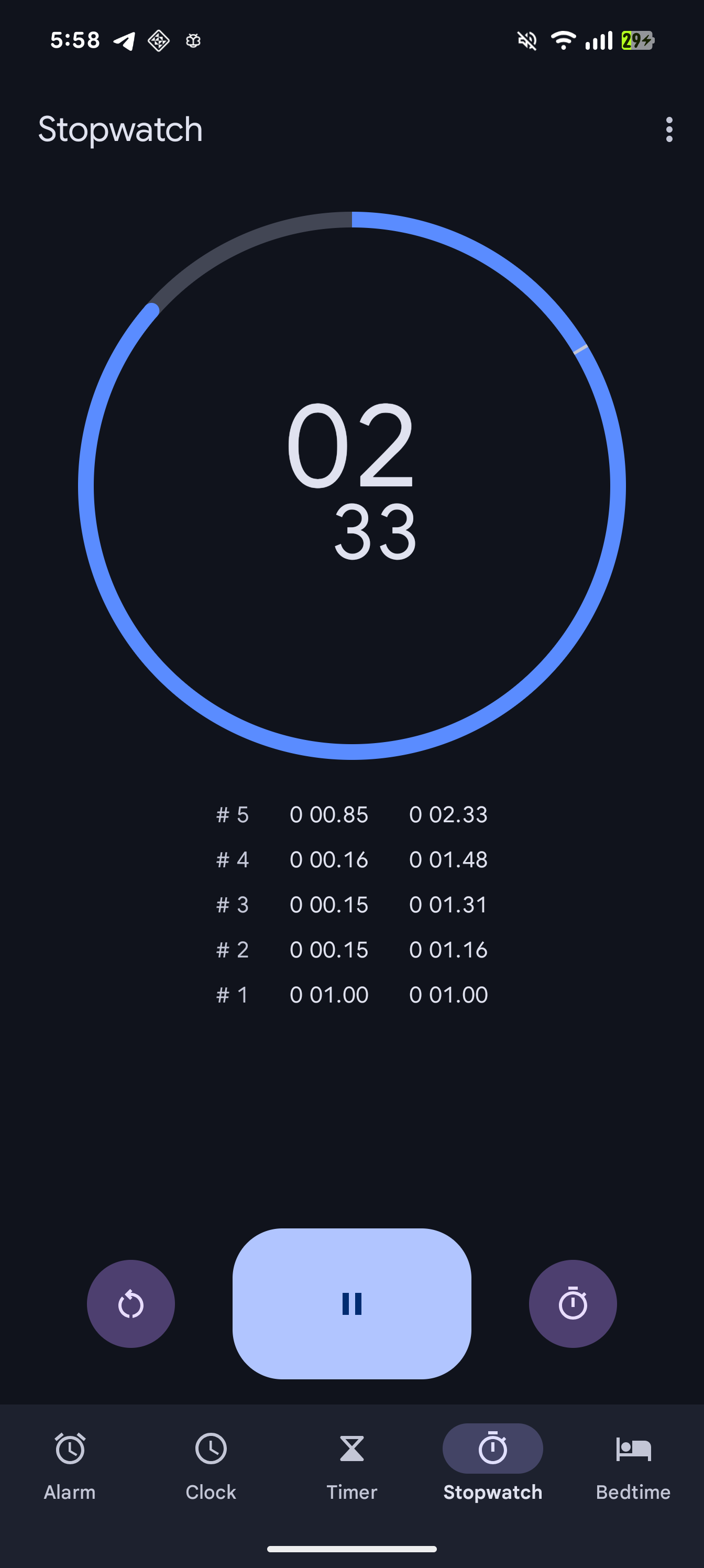 Google Clock Material stopwatch