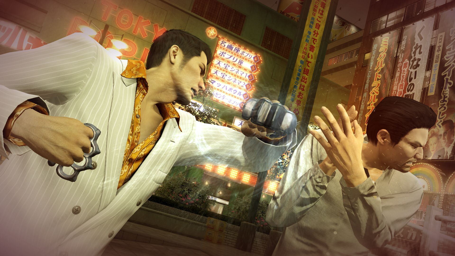 A man wearing brass knuckles punching another man