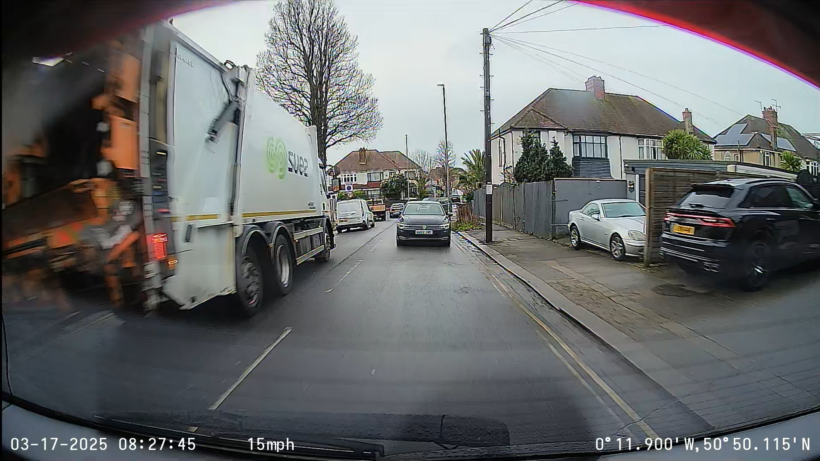 Daytime view from the rear camera. Even at 15mph there's a degree of blurring on all but the centre of the frame