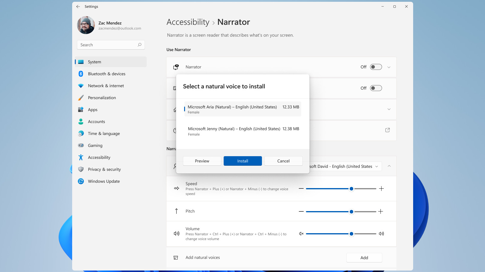 Windows 11 Narrator voices