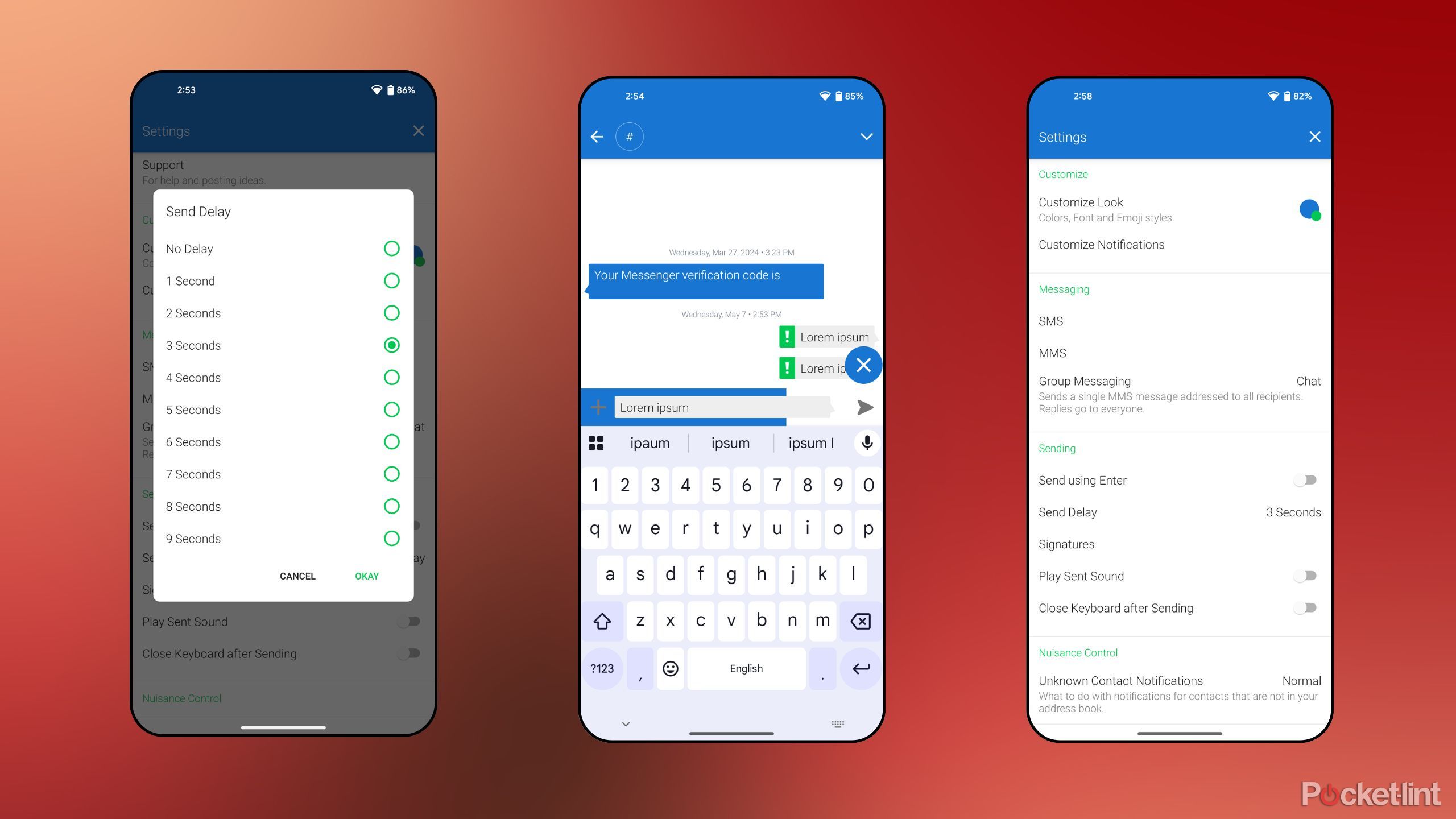 Textra Send Delay screenshots