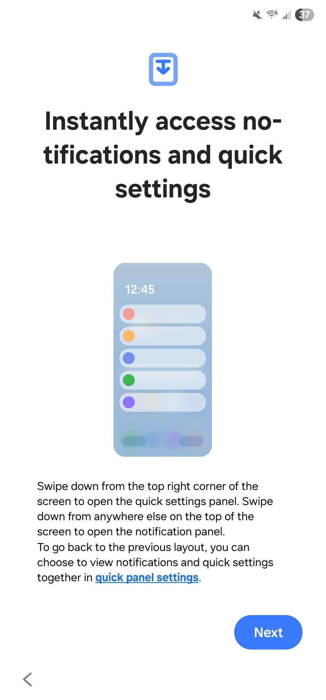 Samsung One UI 7 setup notification shade Samsung One UI 7 setup notification shade