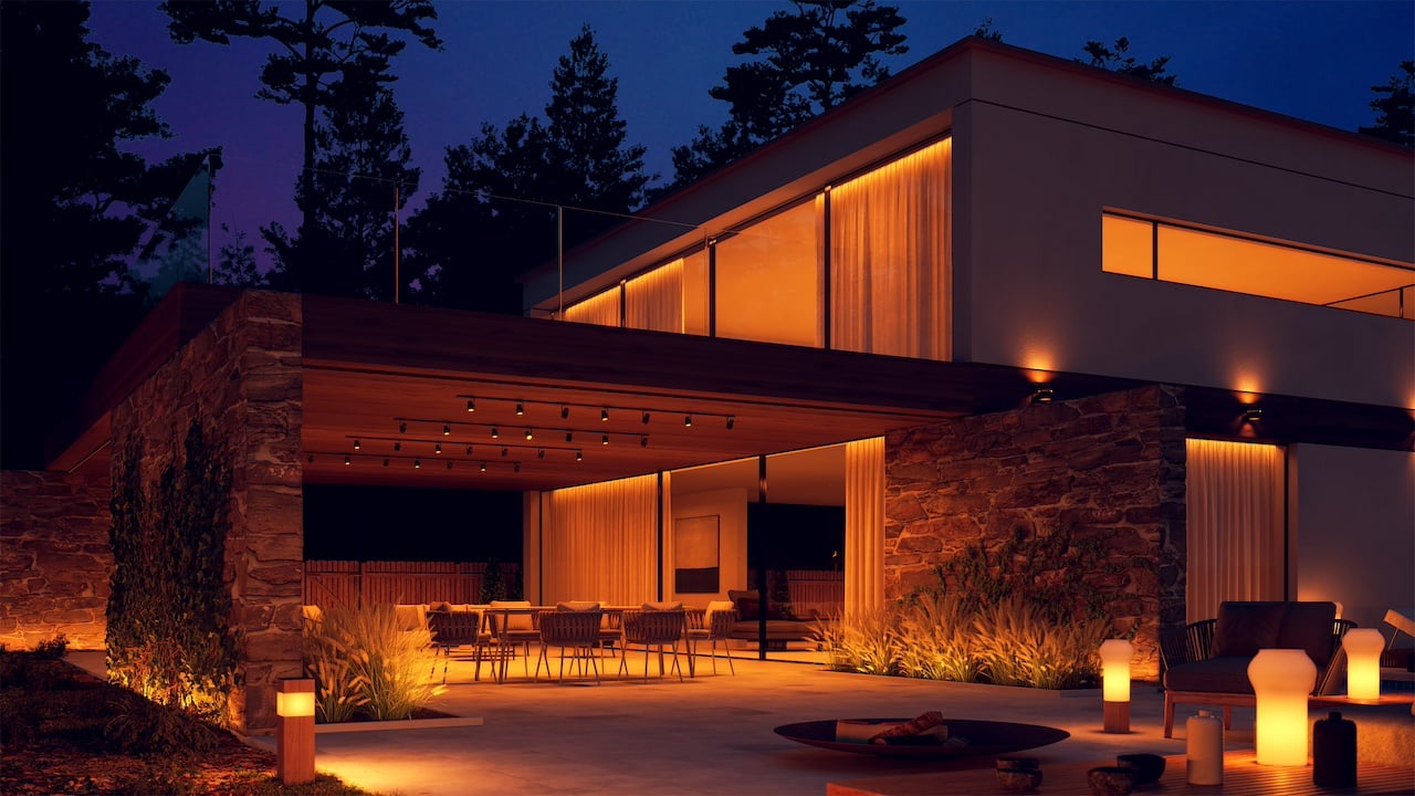 Warm outdoor lighting for house