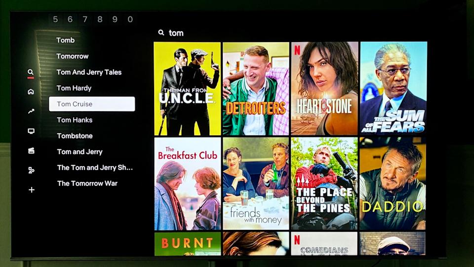 A photo showing the results of a Netflix search for Tom Cruise.