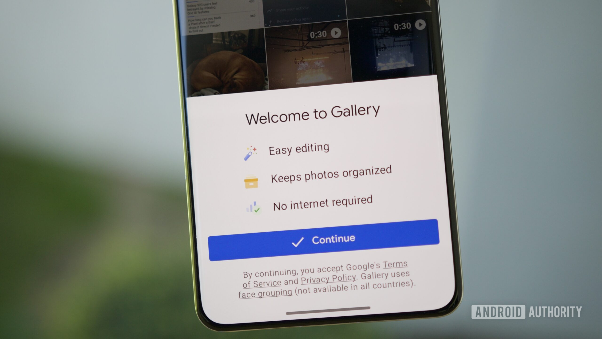 google gallery app hands on 7 Google Gallery pop-up menu when you first open the app.