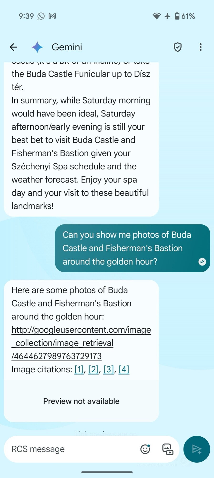 gemini in google messages photo request 1