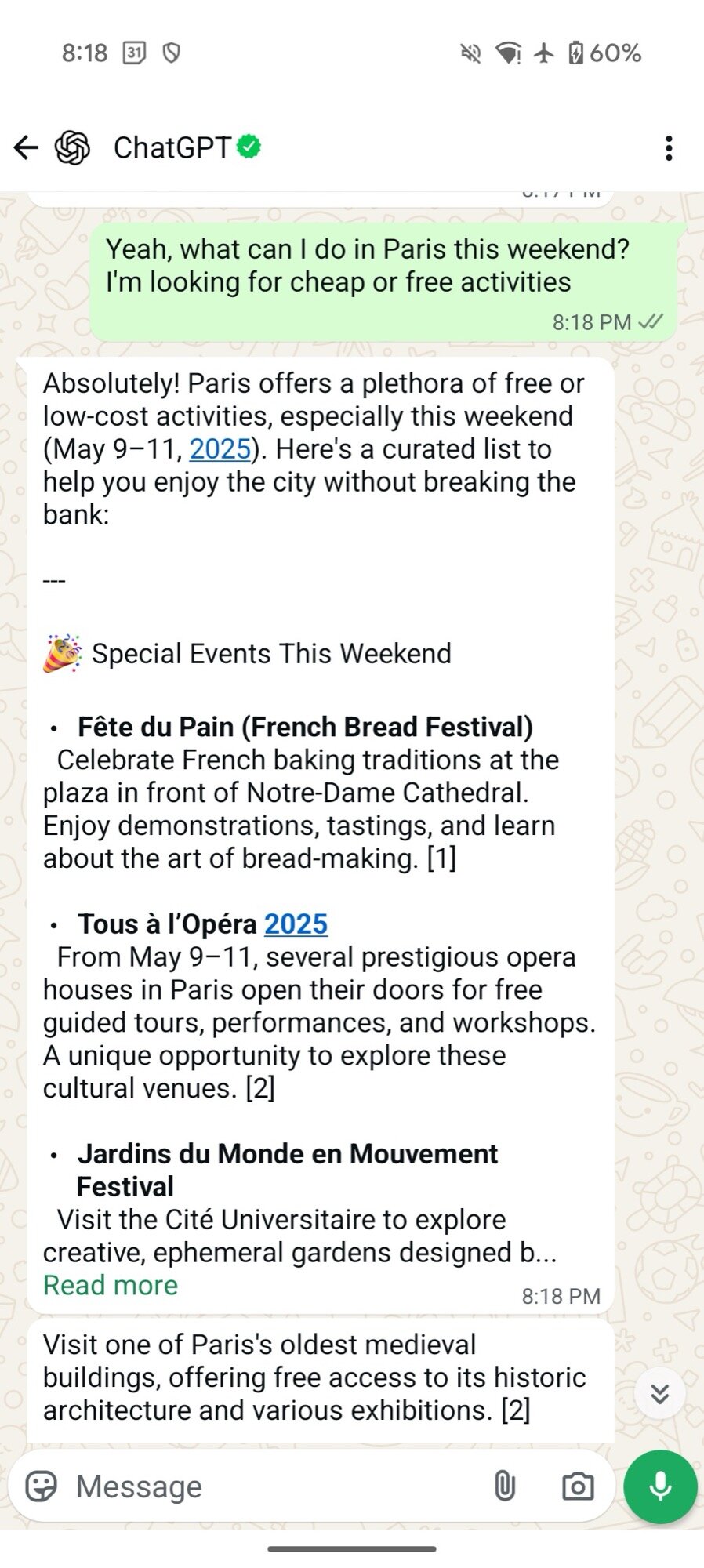 chatgpt in whatsapp activities paris 1