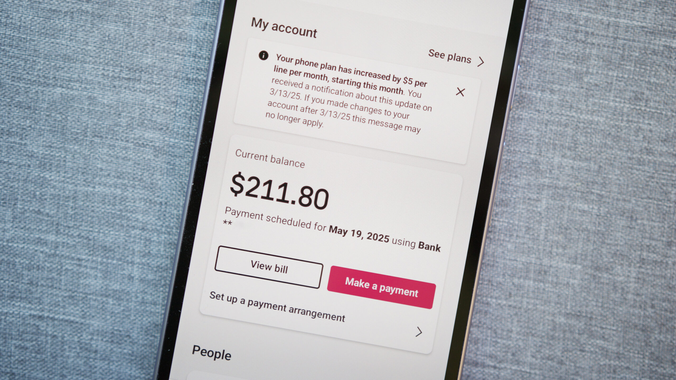 t mobile app bill increase T-Mobile bill in the T-Life app.