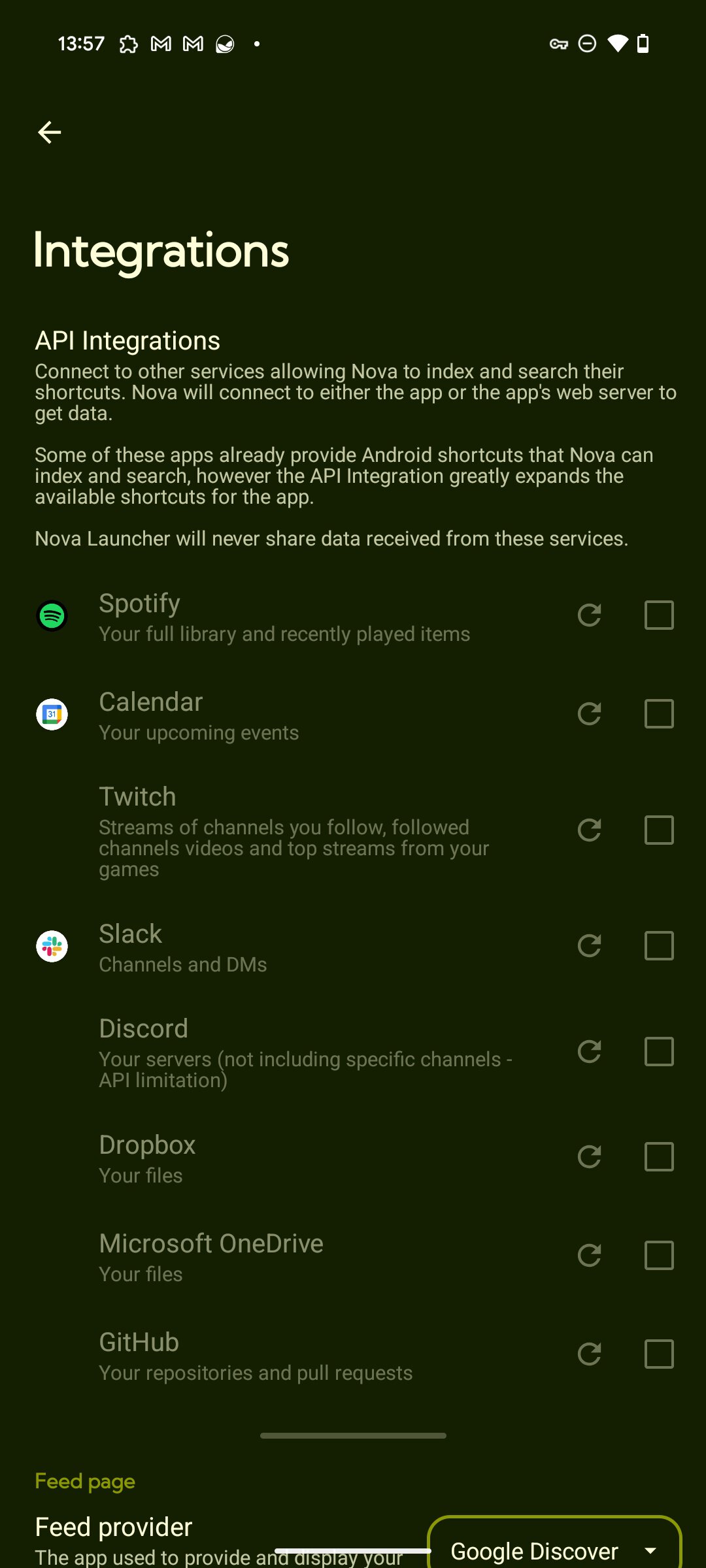 nova launcher search integrations