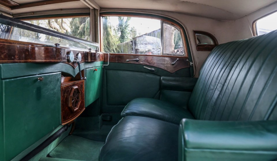 Interior of a 1936 Rolls-Royce Phantom III Touring Limousine.