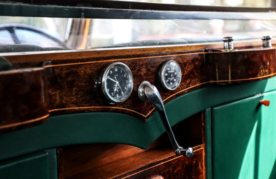 Close-up of a 1936 Rolls-Royce Phantom III's dashboard.