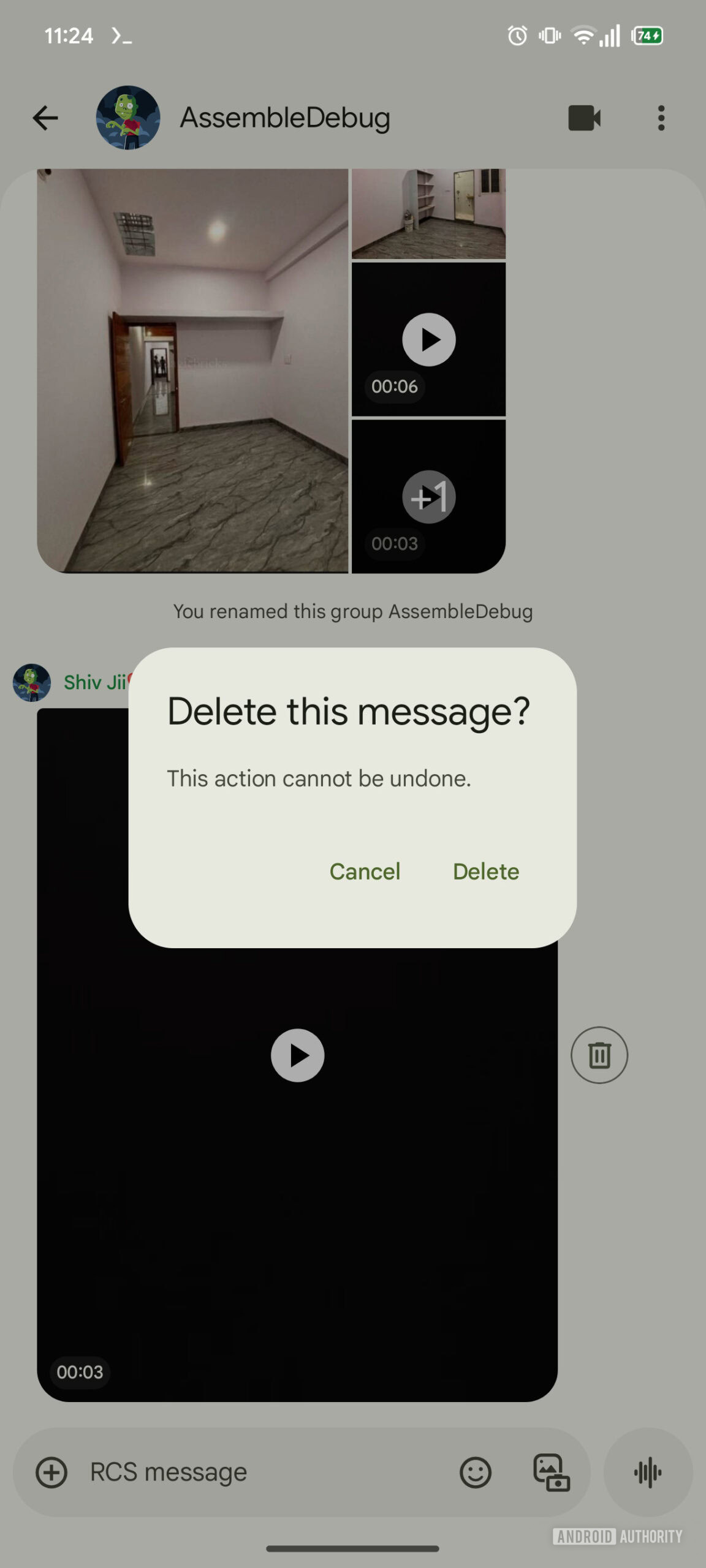 Google Messages delete video shortcut AssembleDebug 2