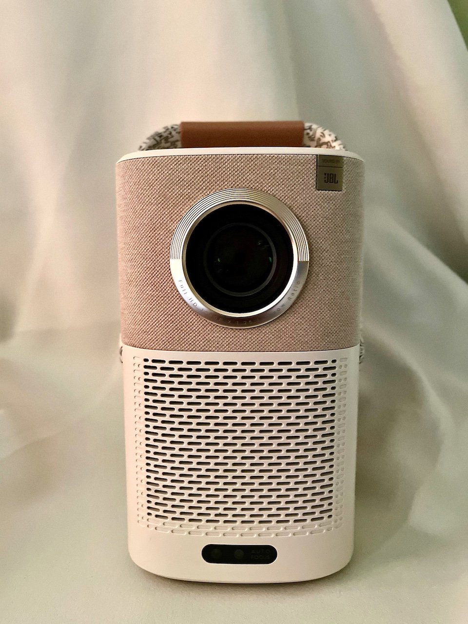 Projector front view with hand stand up