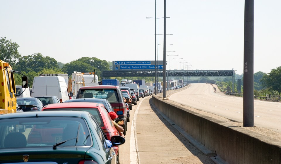 Traffic jam on a highway.