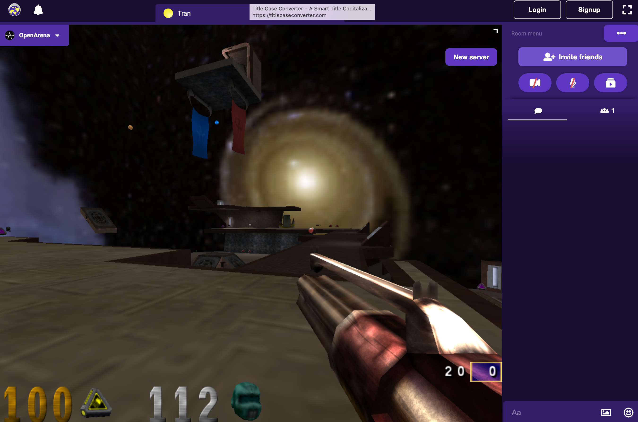 OpenArena Live at the start of a match.