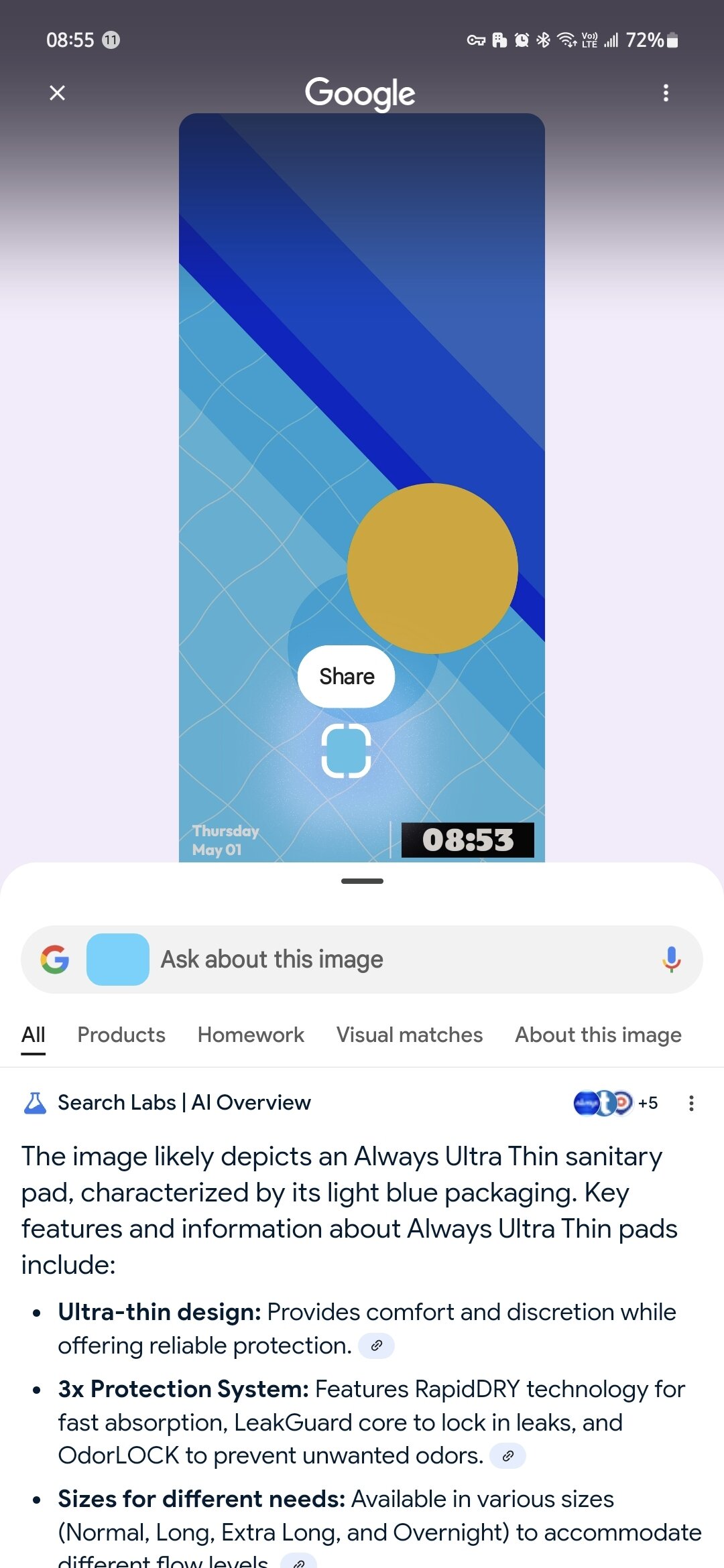 circle to search wallpaper color test error 1