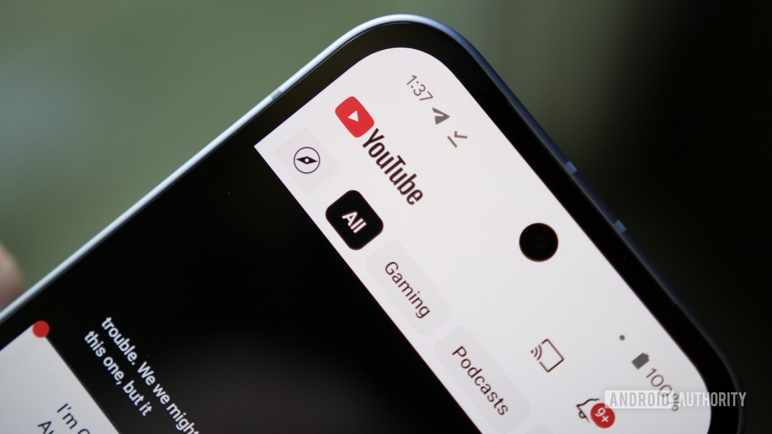 youtube app logo close up android phone A close-up of the YouTube app running on an Android phone.
