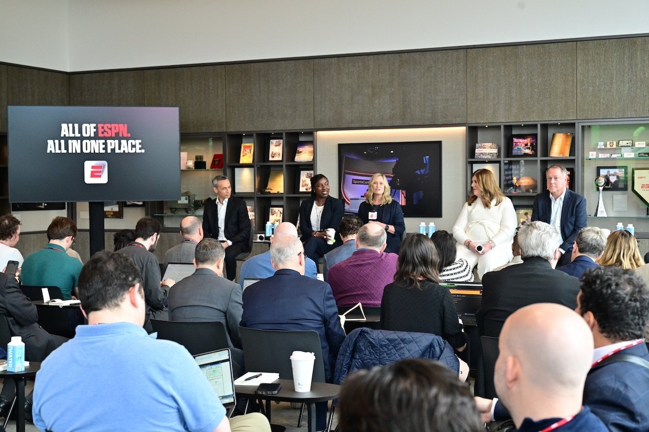 ESPN DTC media event with company chairman and other staff addressing audience