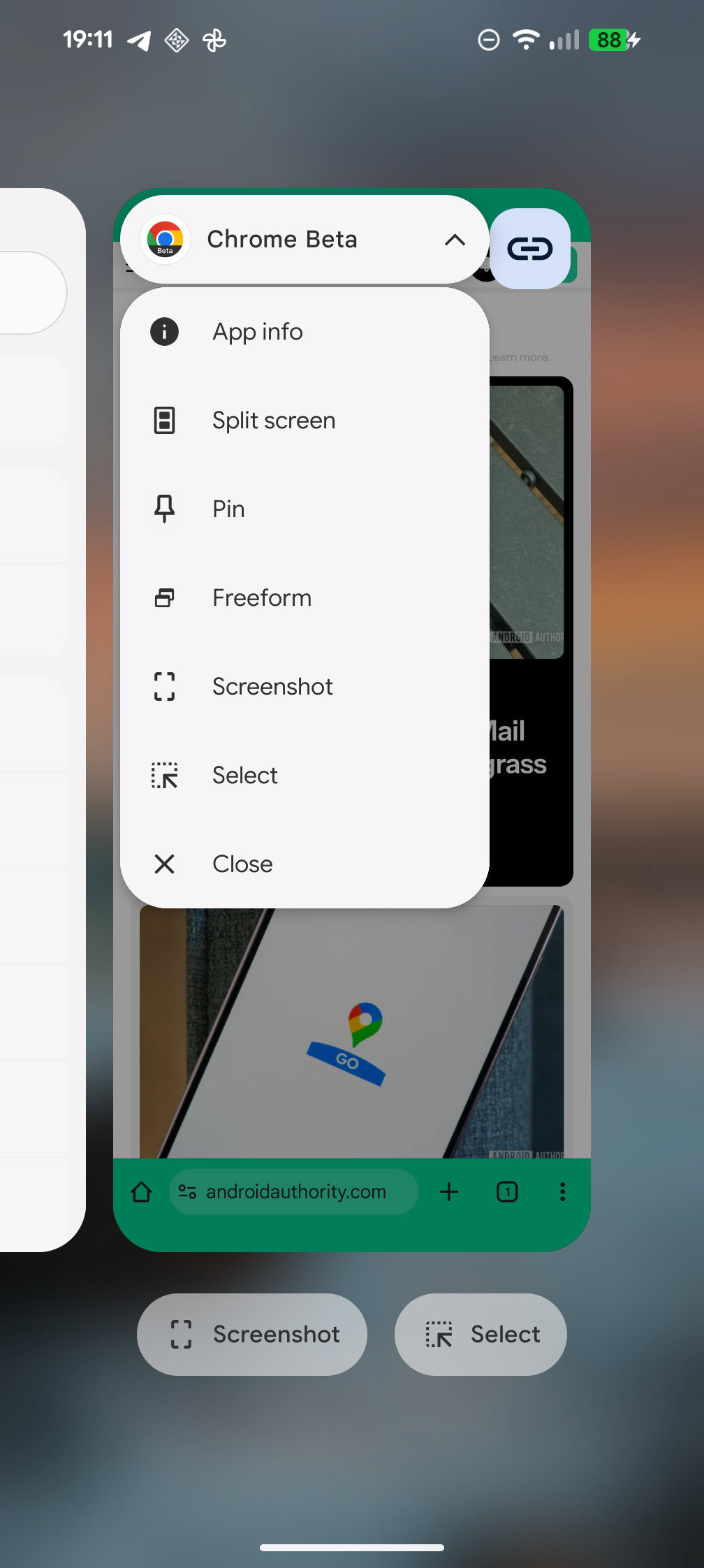 New recents context menu in Android 16 QPR1