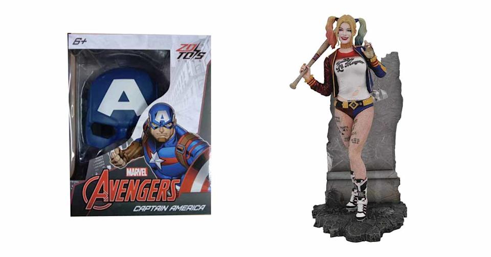 Best Video Game Store - Captain America Mask and Harley Quinn Figurine
