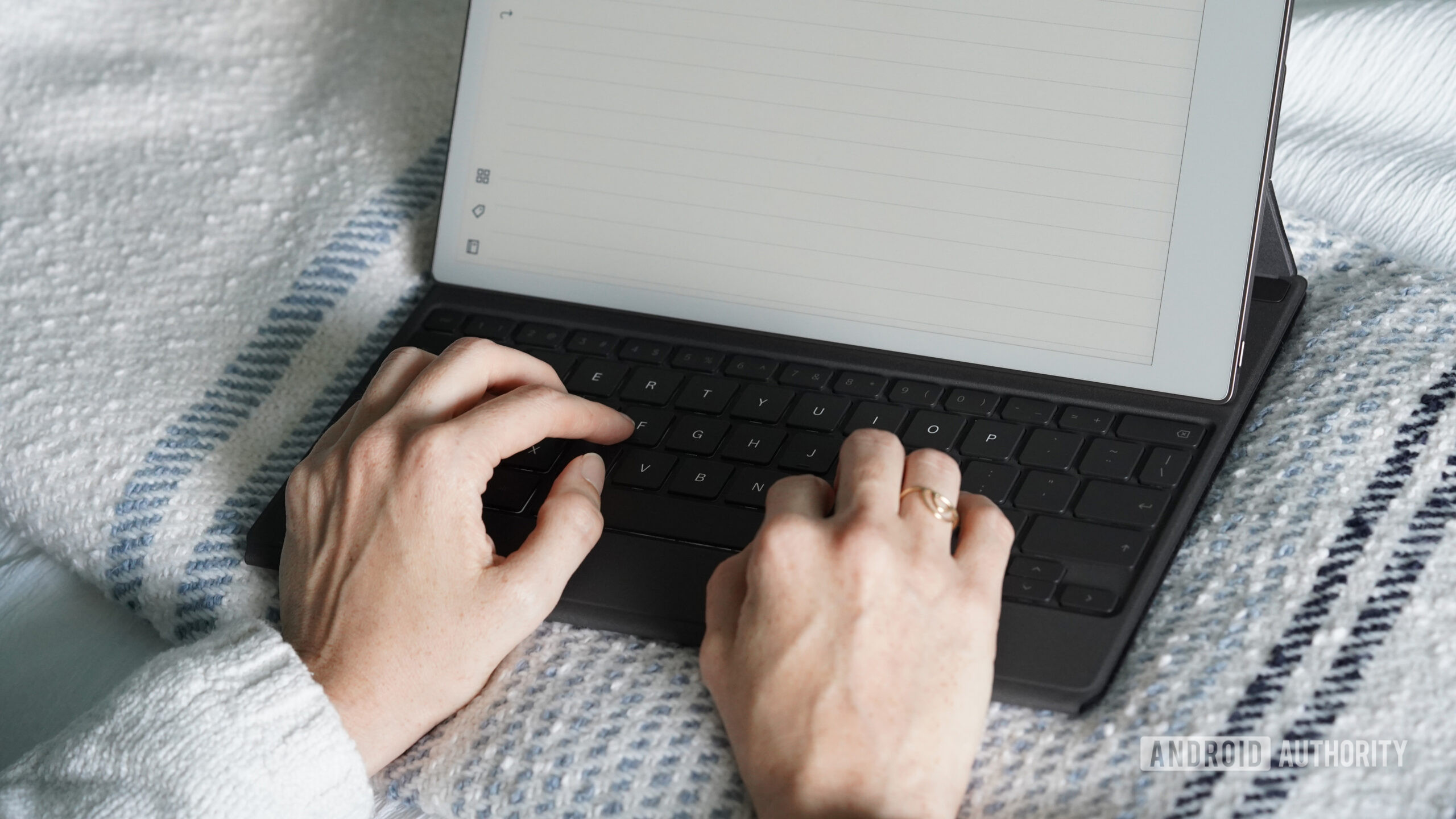 reMarkable Paper Pro typing A user types on their reMarkable Paper Pro.