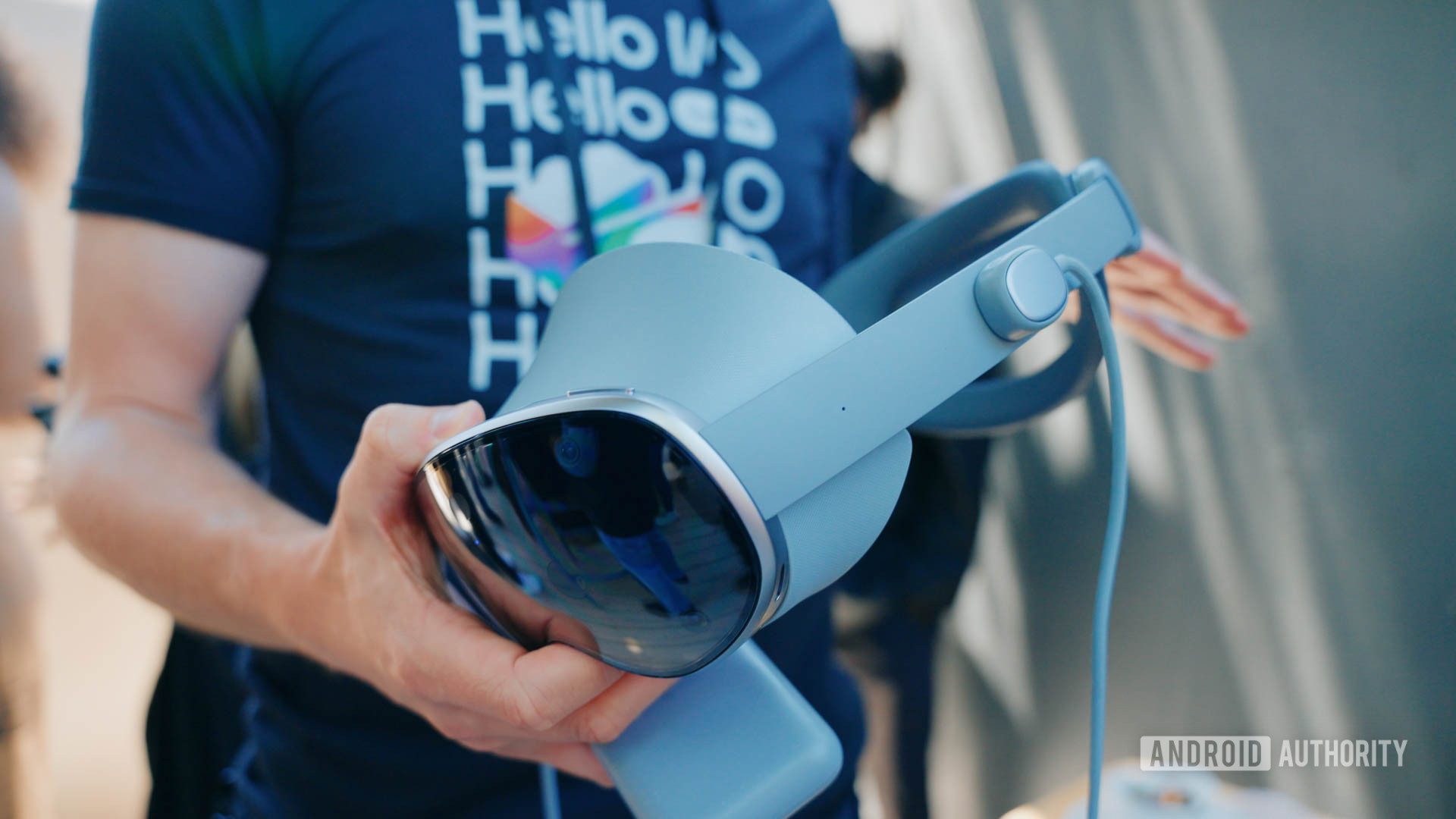 Google IO 2025 Project Moohan headset in person's hands Google IO 2025 Project Moohan headset in person's hands