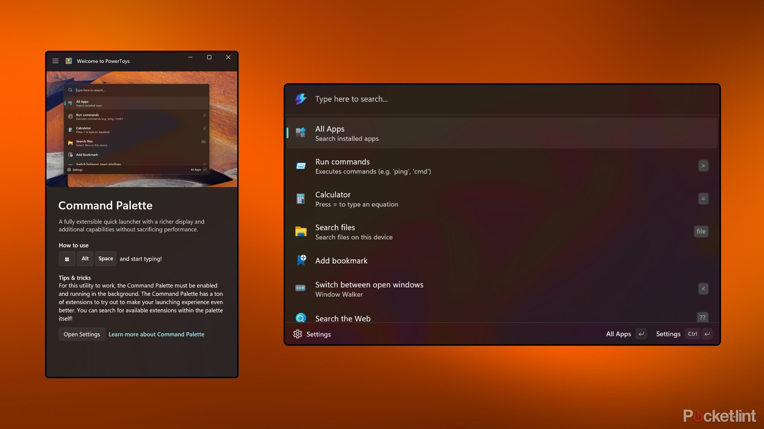 Microsoft PowerToys Command Palette screenshots