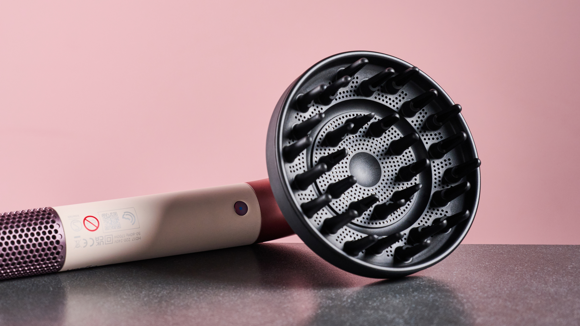 Dyson Supersonic r hair dryer with diffuser attached