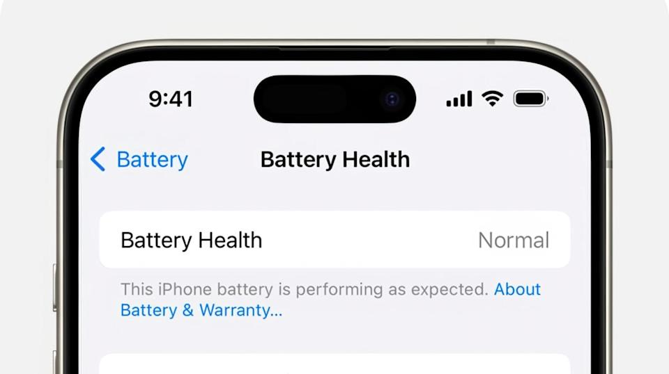Image of an iPhone with its Battery Health section onscreen