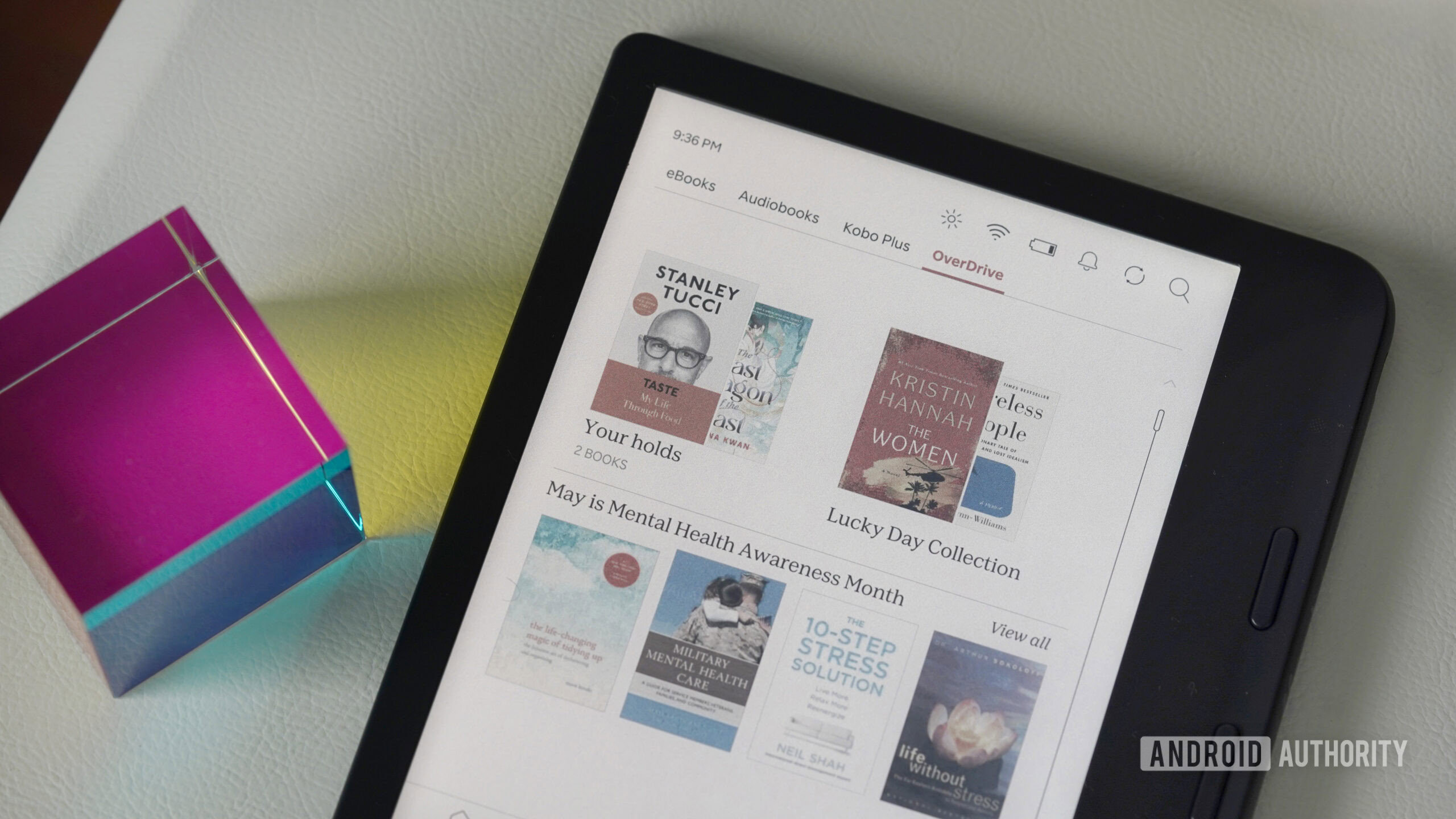 Kobo Libra Colour Overdrive A user accesses books on their Kobo Libra Colour via the integrated Overdrive support.