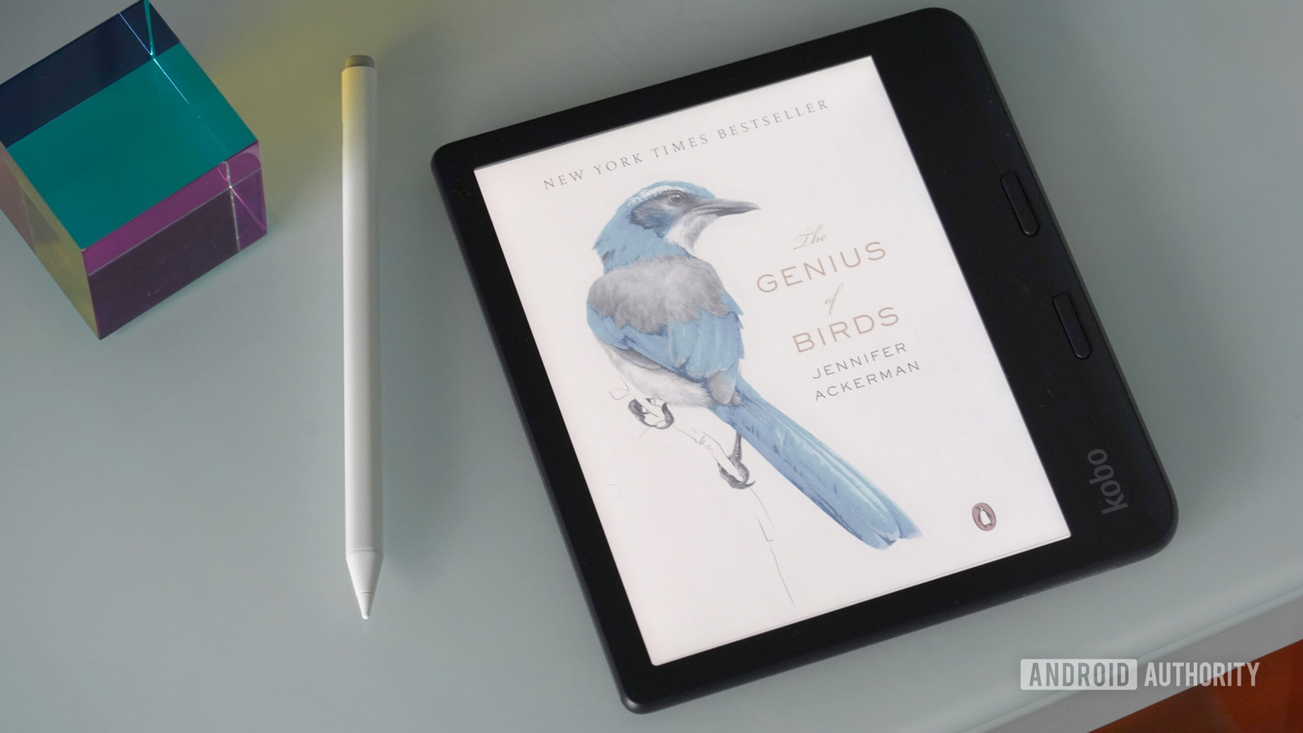 Kobo Libra Colour birds A Kobo Libra Colour displays a colorful book cover.