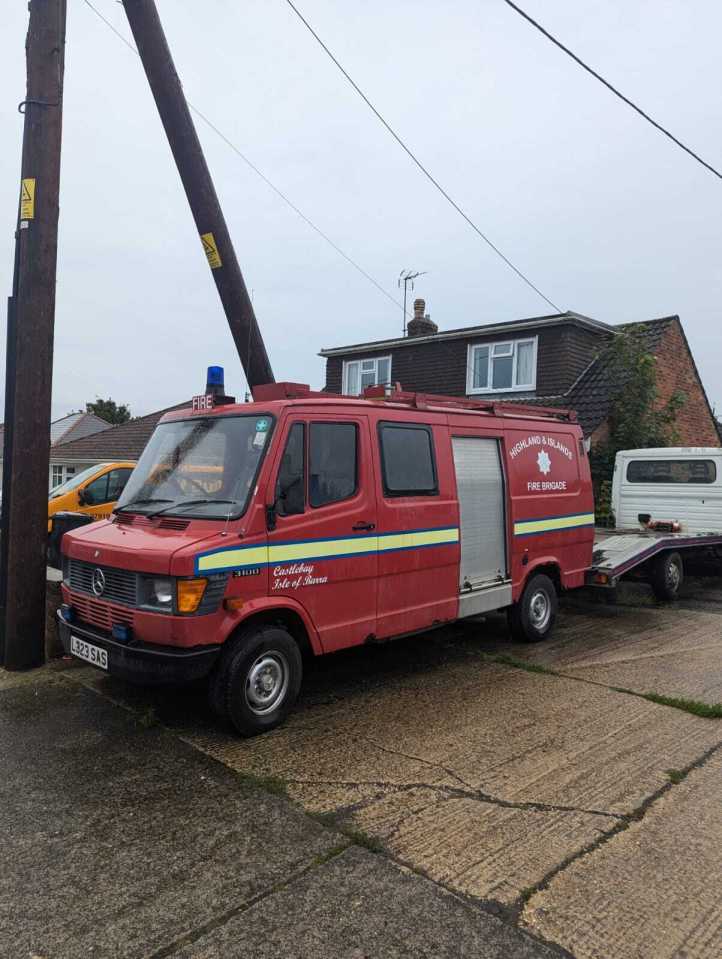 Retired Highlands and Islands Fire Brigade engine converted into a campervan.