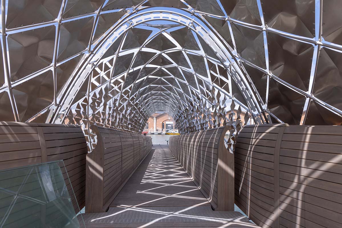 The Norman Foster Foundation and Porsche install a shimmering modular transportation hub in Venice 