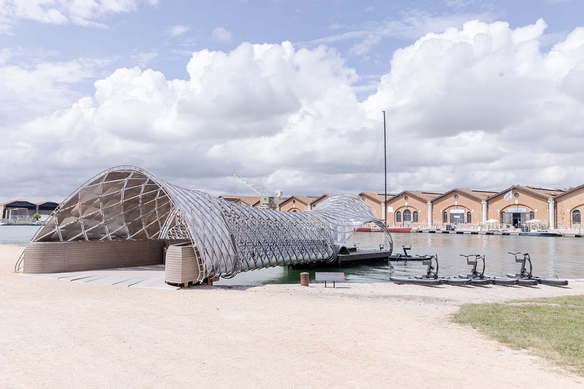 The Norman Foster Foundation and Porsche install a shimmering modular transportation hub in Venice 