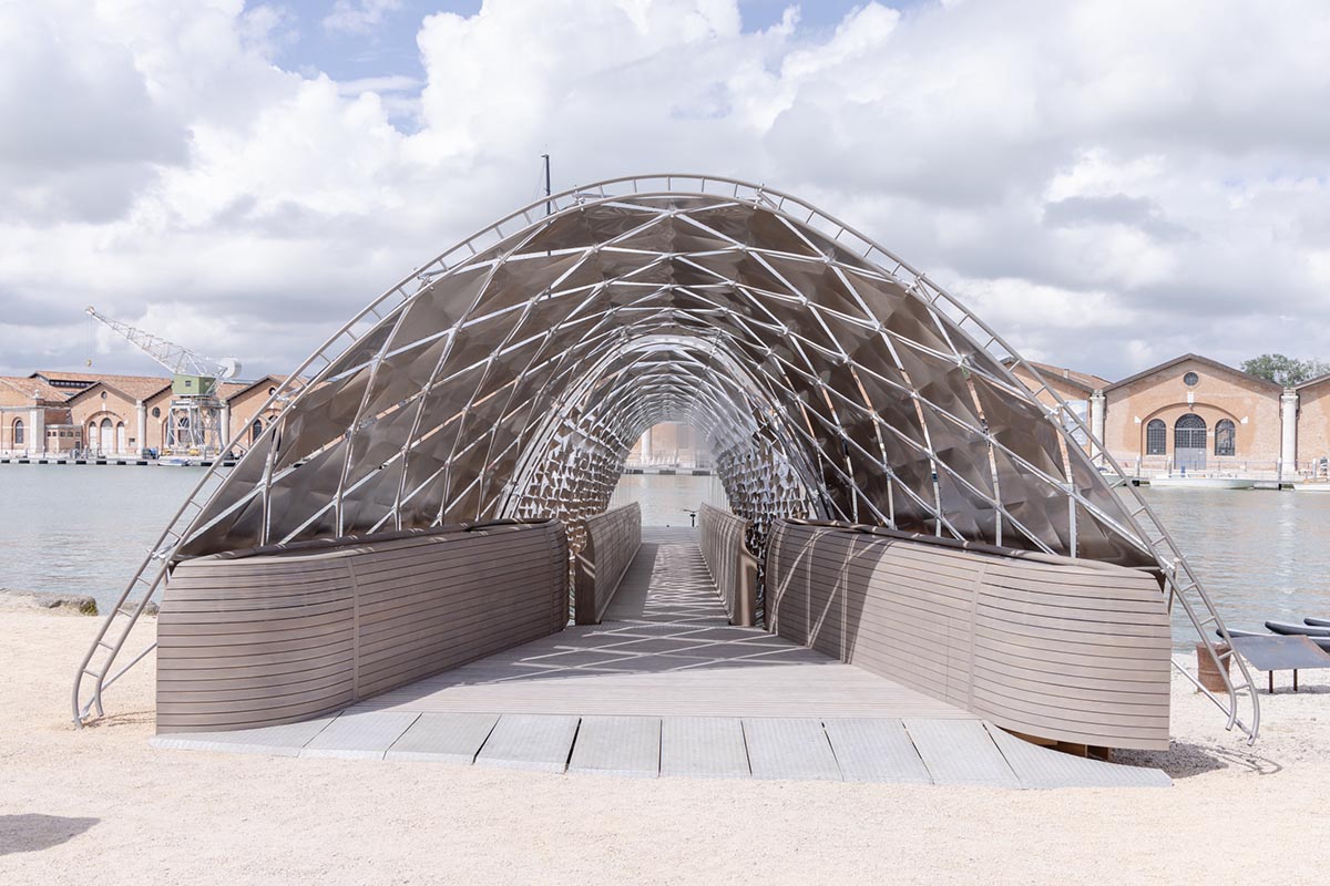 The Norman Foster Foundation and Porsche install a shimmering modular transportation hub in Venice 