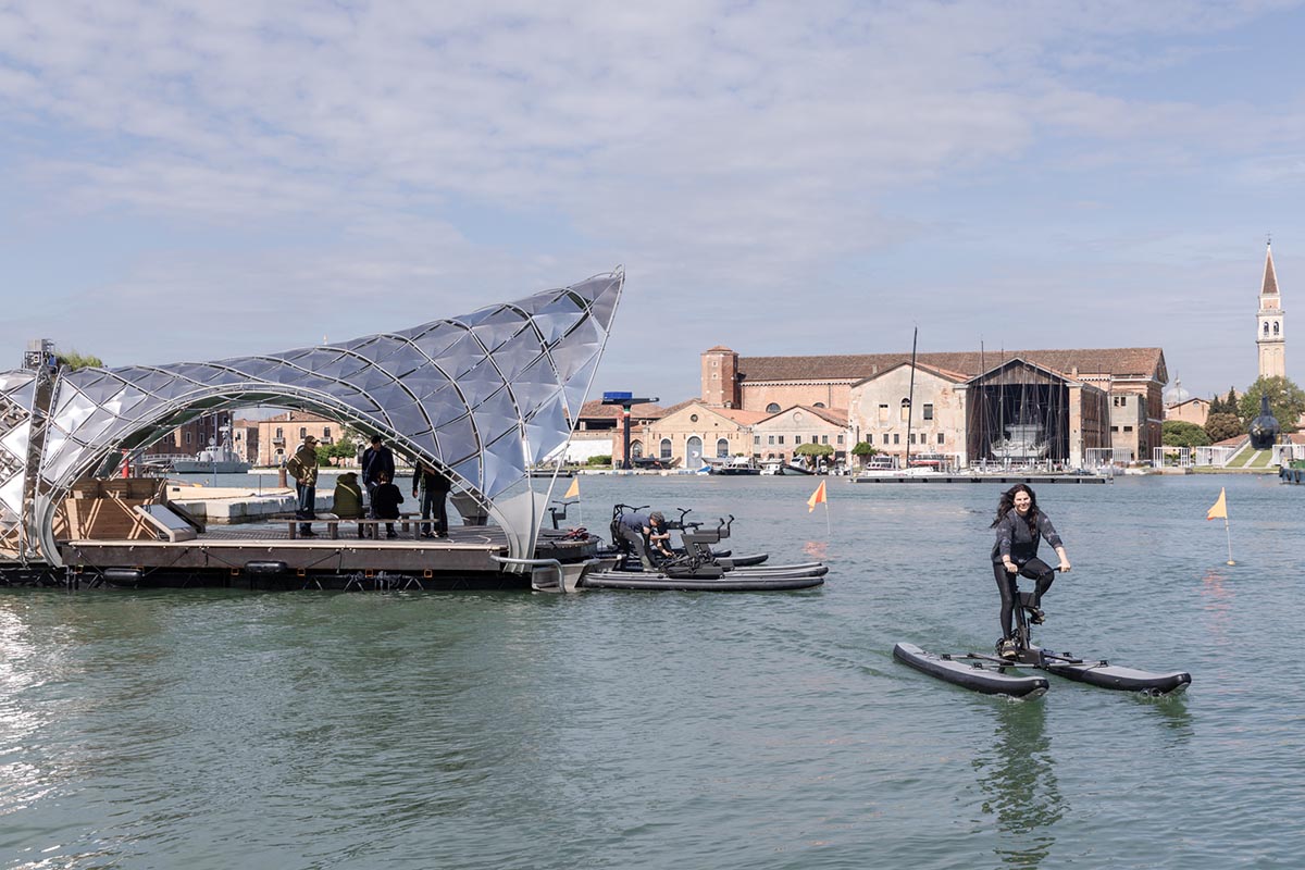 The Norman Foster Foundation and Porsche install a shimmering modular transportation hub in Venice 