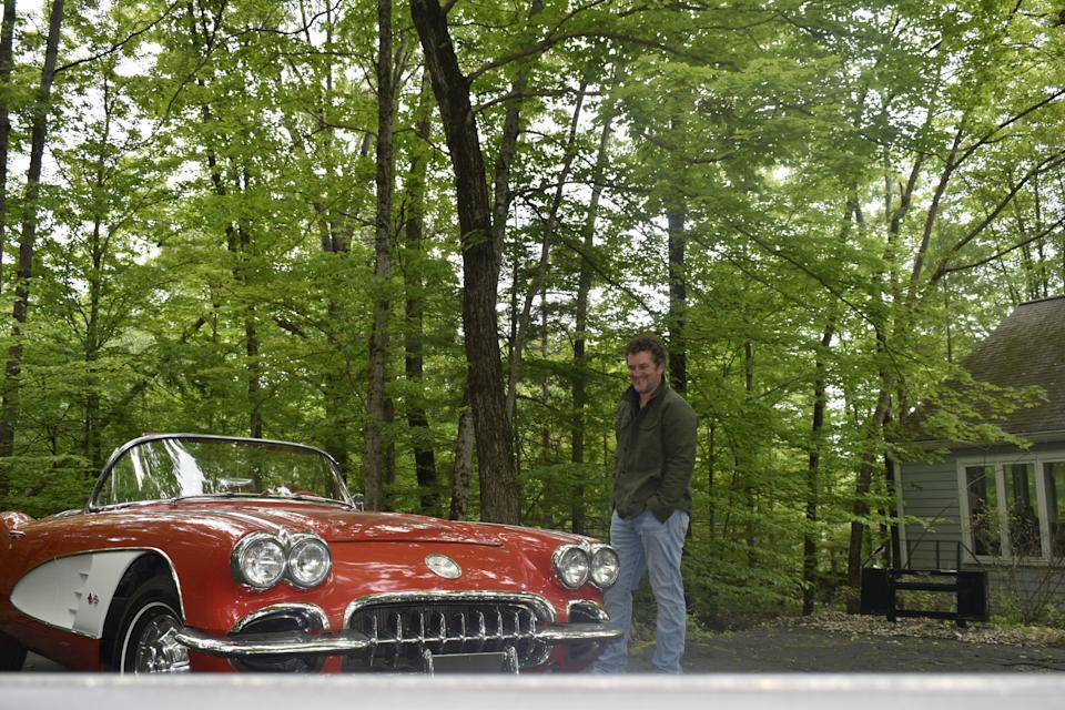 Jarrod Franklin and the 1959 Chevrolet Corvette he bought at the auction of Jamey Noel's car collection.