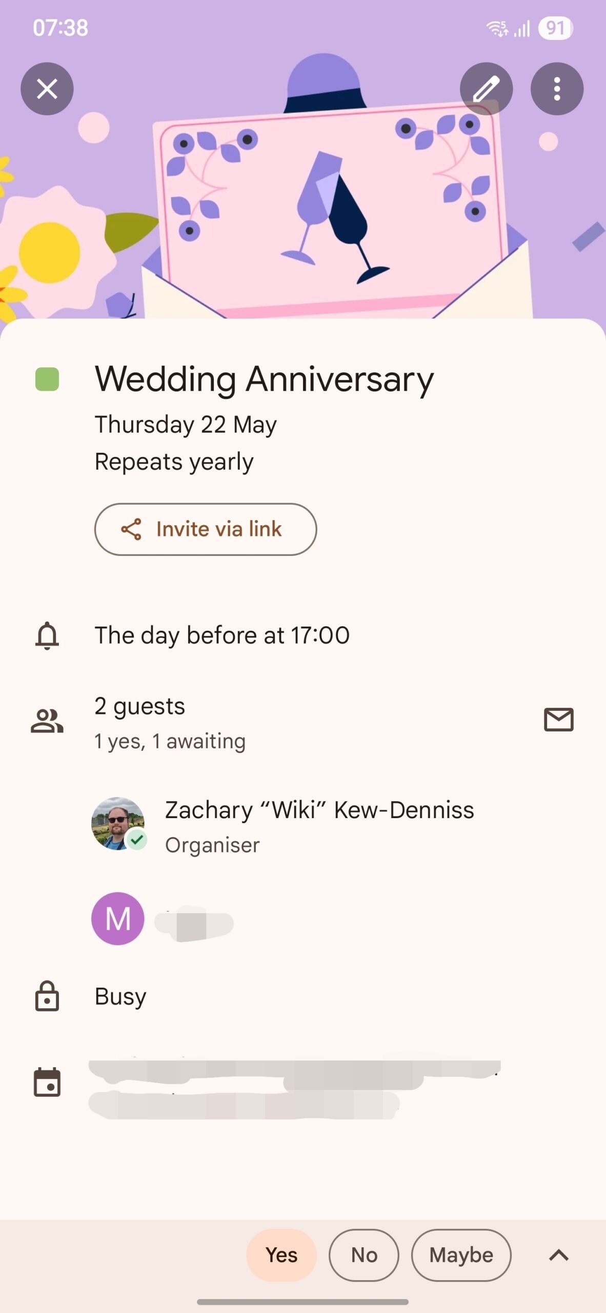 Google Calendar on a Samsung phone