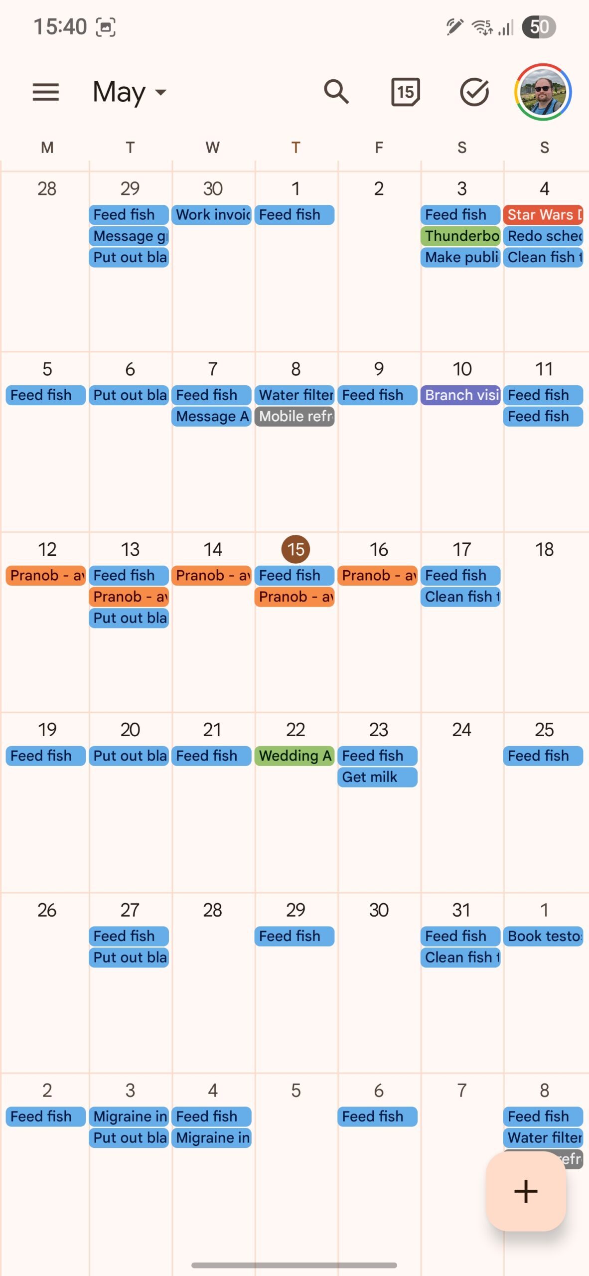 Google Calendar on a Samsung phone