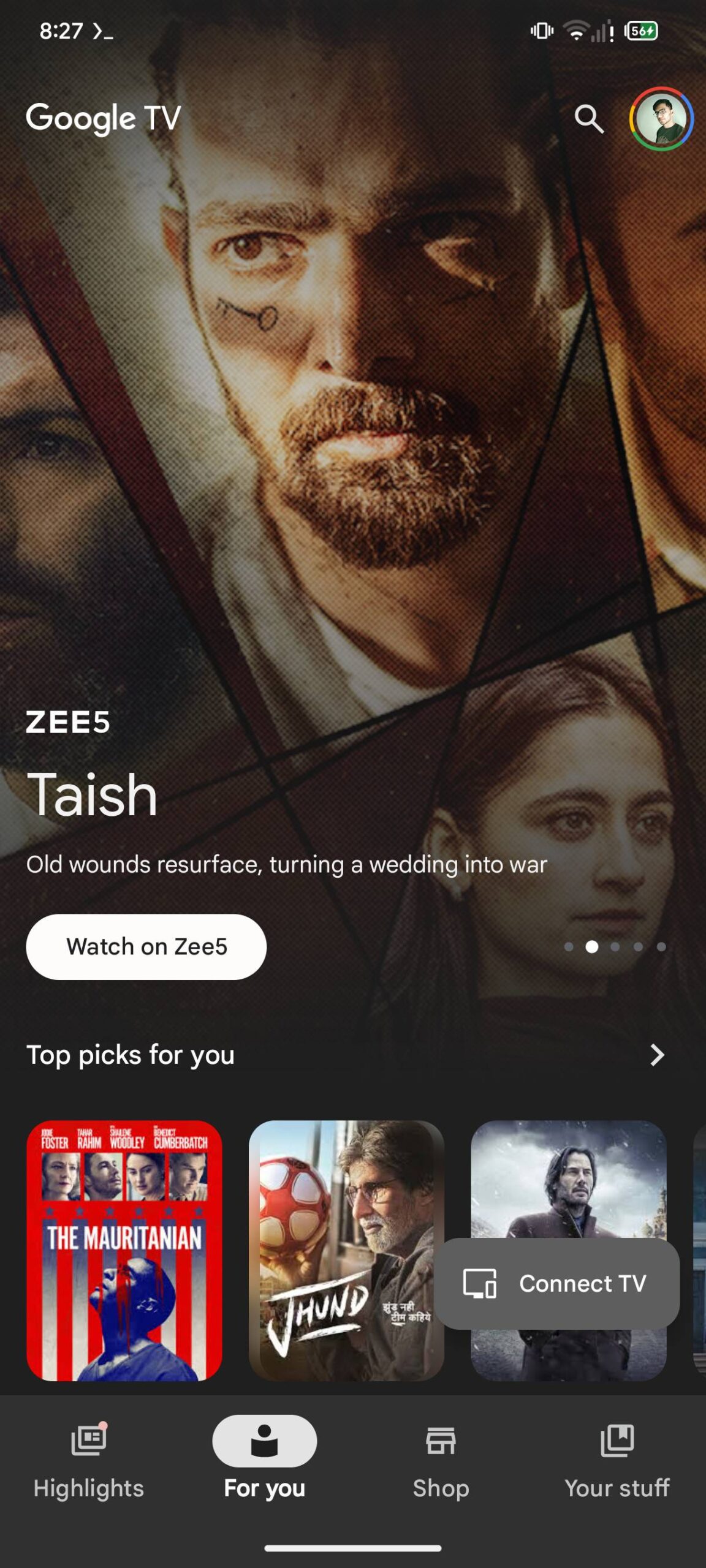Google TV UI screenshot old 4