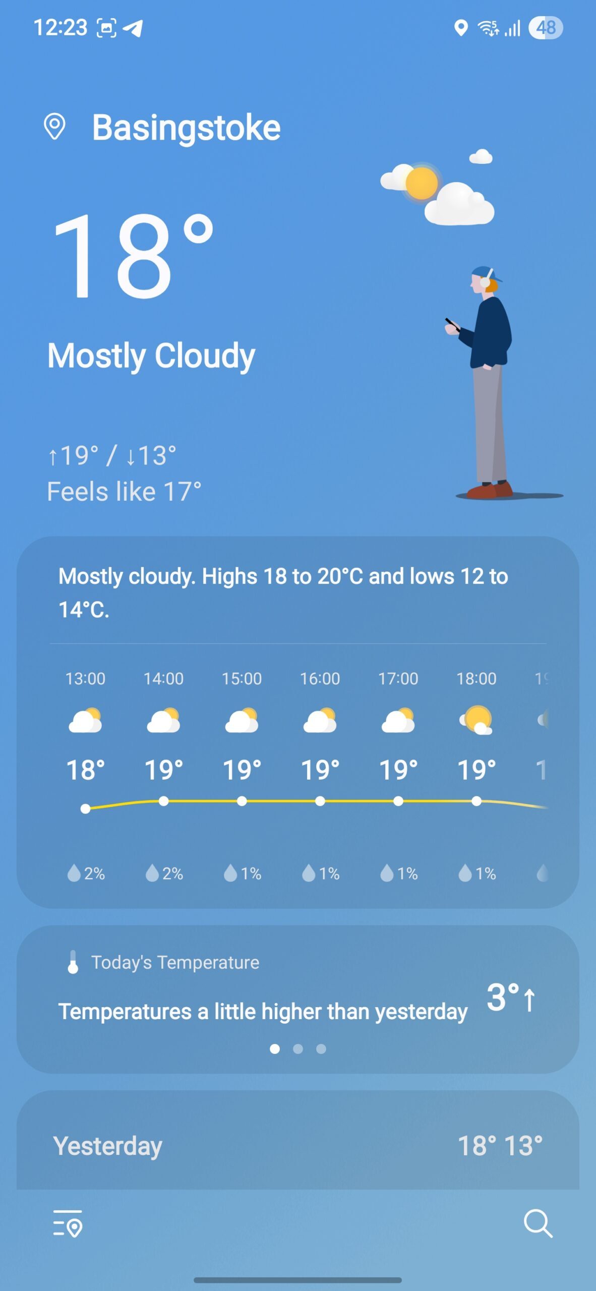 A screenshot of the One UI 7 Weather app