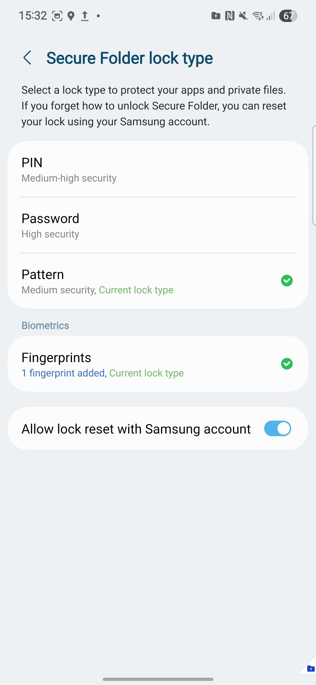 A screenshot of Secure Folder in One UI 8