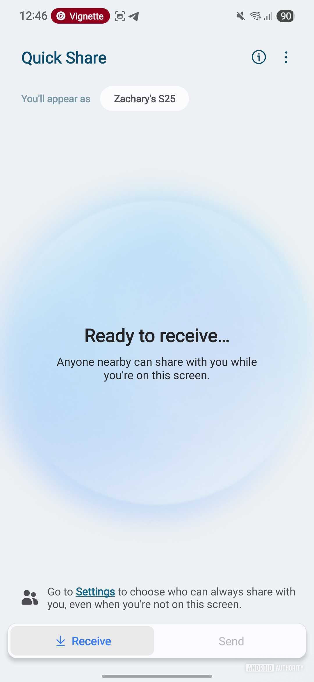 A screenshot of Quick Share in One UI 8